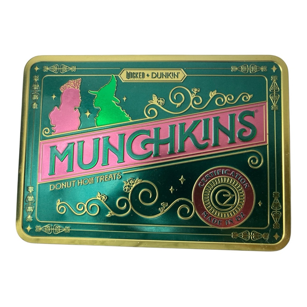 Wicked + Dunkin Munchkins Donut Hole Treats Decorative Tin - Green & Pink